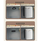 8L Wall Mounted Press Rubbish Bin, Slim Under Sink Hanging Waste Bin, Press Lid Trash Can for V1265-YY-268
