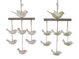 Set 2 Asst Pastel & Rustic Birds Mobiles 42cm V637-52405BRD