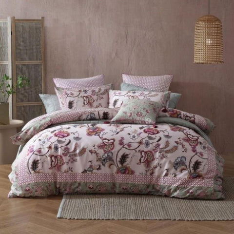 Logan & Mason Lorelai Rose 250TC 100% Cotton Sateen Quilt Cover Set King V442-LED-QUILTCS-LORELAI-ROSE-KI