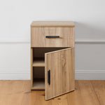 PORTO BEDSIDE TABLE - NATURAL OAK - SLIM - OVAL BLACK V164-ECS13STB05B