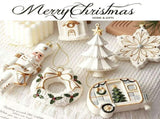 White & Gold 6 Pieces Assorted Hanging Ornament Set, Mixed Designs For Christmas & Halloween Scene V1221-XM-LB4106-ZS100