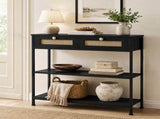 Levede Console Table with Drawers 3-Tier Slim Hallway Table 80cm Entryway Black CH1193-AU