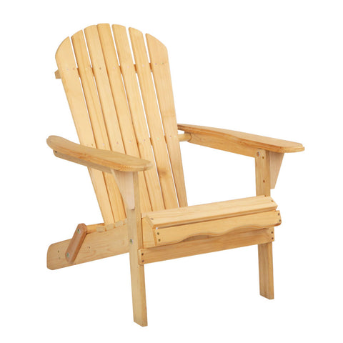 Gardeon Adirondack Outdoor Chairs Wooden Beach Chair Patio Furniture Garden Natural FF-BEACH-CHAIR-NTL