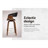 Artiss 2x Bar Stools Swivel PU Seat Wooden BA-TW-8201-BKX2