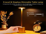 Rechargeable Cordless Touch Control LED Desk Lamp with Anodized Aluminum Build, Dimmable Warm Light, V1341-ZY-3ZQW5XV6-GOLD