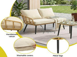 Gardeon 4-Piece Modular Outdoor Sofa Set with Cushions 5 Seater Rattan Furniture ODF-SOFA-4PCS-RATTAN-NTL-AB
