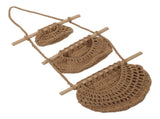 Hanging Fruit Basket 3 Tier Wall Mounted Handcraft Hemp Rope Wood 3 Tier Hanging Wall Basket for V1294-YM0717-3115220087211