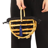 Handmade Bamboo Bag Women Handbag Hollow Tote Beach Bag with Tassel Decor for Travel V1294-YM0901-3117200086911
