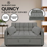 Sarantino Quincy 2-Seater Velvet Sofa Bed in Dark Grey with Wooden Frame & Tufted Design SOFA-7006-VEL-DGY