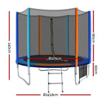 Everfit 8FT Trampoline for Kids w/ Ladder Enclosure Safety Net Pad Gift Round TRAMPO-B-8FT-MC