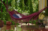 Outdoor undercover cotton Mayan Legacy hammock with hand crocheted tassels Queen Size Maroon V97-TDQMAROON