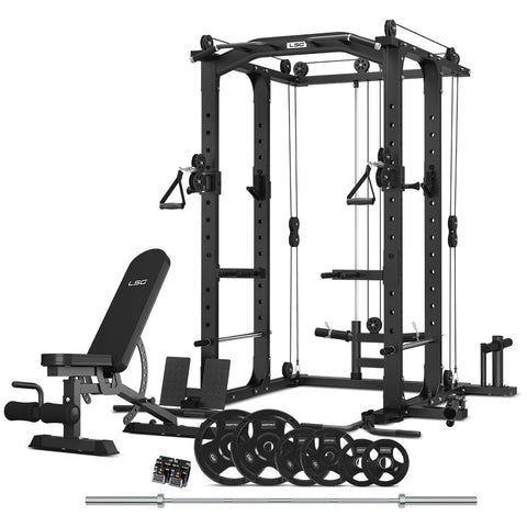 LSG GRK100 with FID Bench and 90kg Olympic Bars and Tri-Grip Weights V420-LGST-GRK100-B