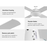 Devanti 52'' Ceiling Fan DC Motor 4 Blades w/Remote - White CF-B-52NL-WH