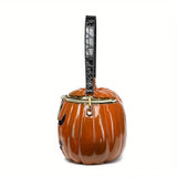 Halloween Upgraded Fun Pumpkin Bag, Dual-Strap Design, PU Material, Medium-Large Capacity, Party V1232-NGB-003