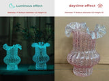 Pink Elegant Glow-in-the-Dark Glass Vase - Vintage-Style Ruffled & Ribbed Centrepiece V888-ELOSUNG32843