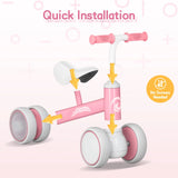 Pink Baby Balance Bike with LED Lights, 55x23x39cm, Suitable for Toddlers Aged 12-36 Months V178-59327