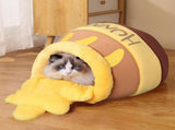 Pot for Indoor Cats Removable Cushion Cozy Cave Cartoon House Small Bed Kitten Bed Warm Kennel, V1370-AZ4-00096
