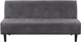 Real Velvet Futon Cover Armless Sofa Covers Bed Stretch Couch Slipcover Furniture Protector Thick V1259-DP01-A-4444