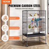 52 inch Standing Large Bird Cage, Carbon Steel Flight Bird Cage for Parakeets, Cockatiels, Parrots, V952-YTSNL312052IBWVKVV0