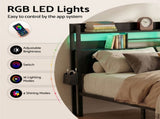 Artiss Bed Frame Queen with Charging Station Storage Organizer Drawers LED ZAC MBED-D-ZAC-Q-BK-AB
