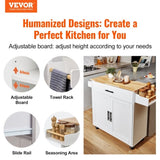 VEVOR Kitchen Island Cart with Solid Wood Top, 900mm Width Mobile Carts with Storage Cabinet, V952-YDKCFDXJMDB12OVNIV0