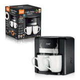 Dual-Cup Drip Coffee Maker with Ceramic Mugs, Compact 420ml Capacity, 650W Fast Brewing for V1341-ZY-Y9X5YY3N-BLACK