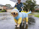 Blue Dog Raincoat Dinosaur Hooded Waterproof Jacket 7XL Size with Leash Hole Removable Tail Cover V888-ELOSUNG54349