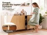 Artiss Buffet Sideboard Cabinet 2-Tier Fluted Kitchen Storage Ball Legs Pine FUR-Z-SID150-RND-WD-AB