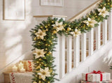 Jingle Jollys 2.7M Christmas Garland 8 Mode LEDs Timing 200 Tips Flowers Balls XM-C-GAR-FLW-9FT-GD-LED