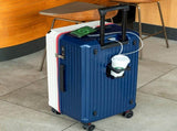 Smart Hard-Shell Luggage with USB Charging Port & Cup Holder - 20" Spinner Suitcase in Blue & White V888-ELOSUNG10838