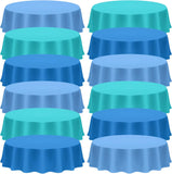 12 Pcs Ocean Theme Round Tablecloth,disposable Assorted Blue Tablecloth, Plastic Light Table Covers V1259-DP01-A-1143