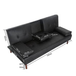 3 Seater Adjustable Sofa Bed With Cup Holder Black V264-SOF-609L-BLK-NA-1