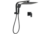 WELS Matt Black 10" Rain Shower Head 3 Mode Handheld Gooseneck Arm Diverter 2in1 Set Mixer V1233-HS002M4CBSS1001BA702BKSQ201B
