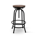 Artiss 3x Bar Stool Backless Swivel Counter Barstools 70-90cm Seat Height Adjustable Industrial BA-TW-V17-T14134-BKX3