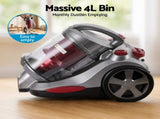 Devanti Vacuum Cleaner Bagless Canister 2000W 25kPa Powerful Suction 4L VAC-KB-8006-RD