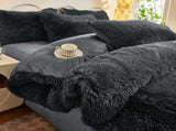 Dark Grey Luxury Thick Plush 4 Piece Set for 1.5m & 1.8m Beds Winter Ultra Soft Warm V888-ELOSUNG52488