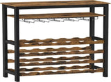 CARLA HOME Large Rack with Glass Holder, Metal Designed Bottle Holder and Wood Countertop up to V178-36268