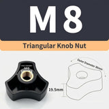 Triangular Knob Nut with Brass Threaded Insert, Ergonomic Hand-Tighten Design for Food Industry, V1341-ZY-L4JPAUDH-M6