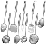 9PCS Stainless Steel Cooking Utensils, Kitchen Serving Utensil with Long Handle & Hanging Hole, V1369-AZ3-W-08640