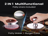 Gourmet Easy 2-IN-1 Smash Burger Press & Patty Maker, Stainless Steel Hamburger Helper, Bonus Patty V1376-MEATPATTY