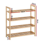 Artiss 4-tier Shoe Rack 12 Pairs Shoe Storage Weaved Shelves DRESS-D-SHOE-78-WD