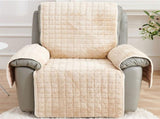 Velvet Recliner Chair Cover Nonslip Sofa Protector with Elastic Straps for Pets Washable V1366-AZ2-W-12685