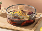 Glass Cooking Pot with Lid, 1.5L Heat Resistant Borosilicate Glass Stovetop Pot, Double V1366-AZ2-W-20836