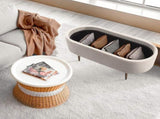 Coffee Table Storage Ottoman - Corduroy Padded Blanket Box Bench ESME CREAM V274-FT-VR-945CGL-CR