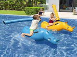 Bestway Kids Rhino Inflatable Ride-On Pool Float Toy Set of 2 with Boppers BW-FLOAT-41522