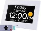 White Crystal Clear 7-Inch Digital Day Clock with Auto Dimming & Voice Assist - Perfect for Seniors V888-ELOSUNG18094