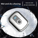 Silver Mini Portable Electric Shaver for Men and two set of spare integral blades - Floating Heads, V888-ELOSUNG56150-6