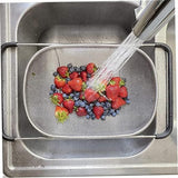 Over Sink Expandable Stainless Steel Colander, Fine Mesh Strainer Basket with Rubber Grip Handles V1189-LC-AMZ-00076
