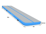 Powertrain Airtrack 20cm Thick 5m x 1m Inflatable Gymnastics Tumbling Mat Air Track - Blue IFM-XBO-005-BU
