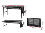 Gardeon BBQ Camp Table, 90*60*66 Portable Foldable Lightweight Grill Outdoor Metal Table 3.9kg XFEL-TABLE-MESH-90-BK